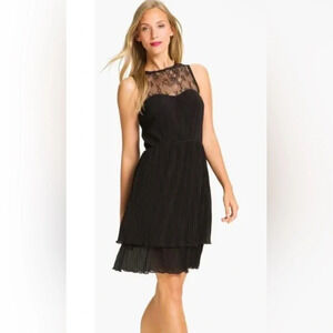 Jessica Simpson Black Lace Yoke Pleated Chiffon Tiered Party Dress 2